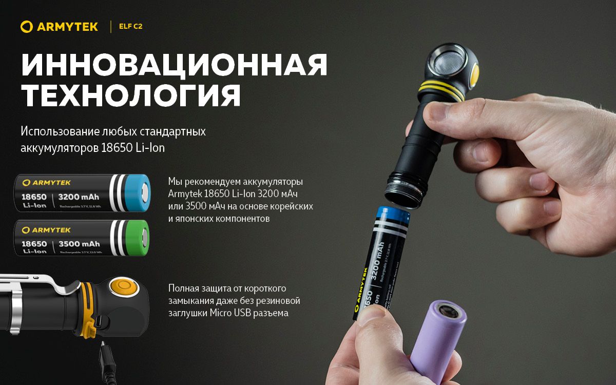 Мультифонарь светодиодный Armytek Elf C2 Micro USB F05102C, 1100 люмен, холодный свет - фото